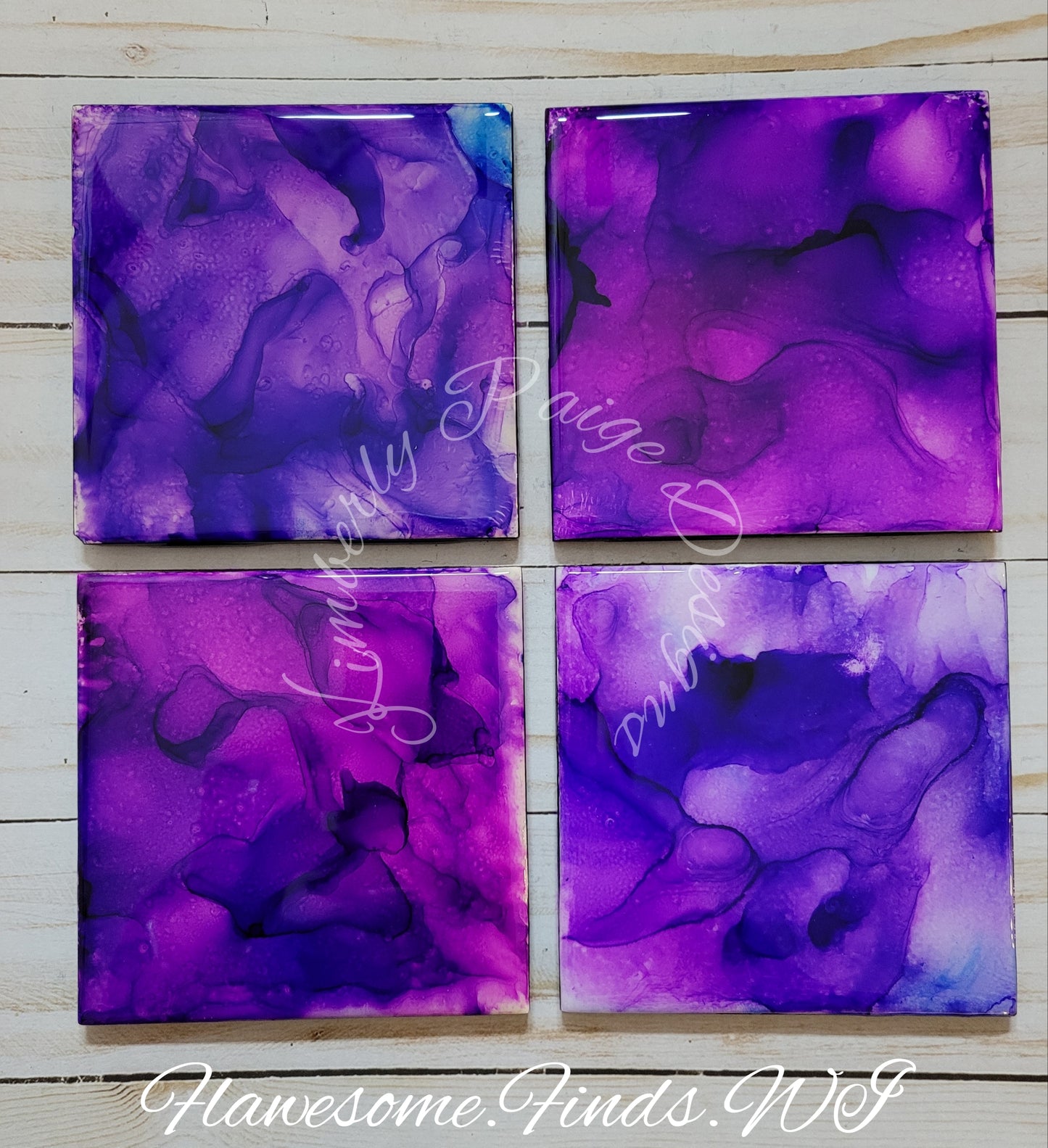 Purple 4 Piece Coaster Set