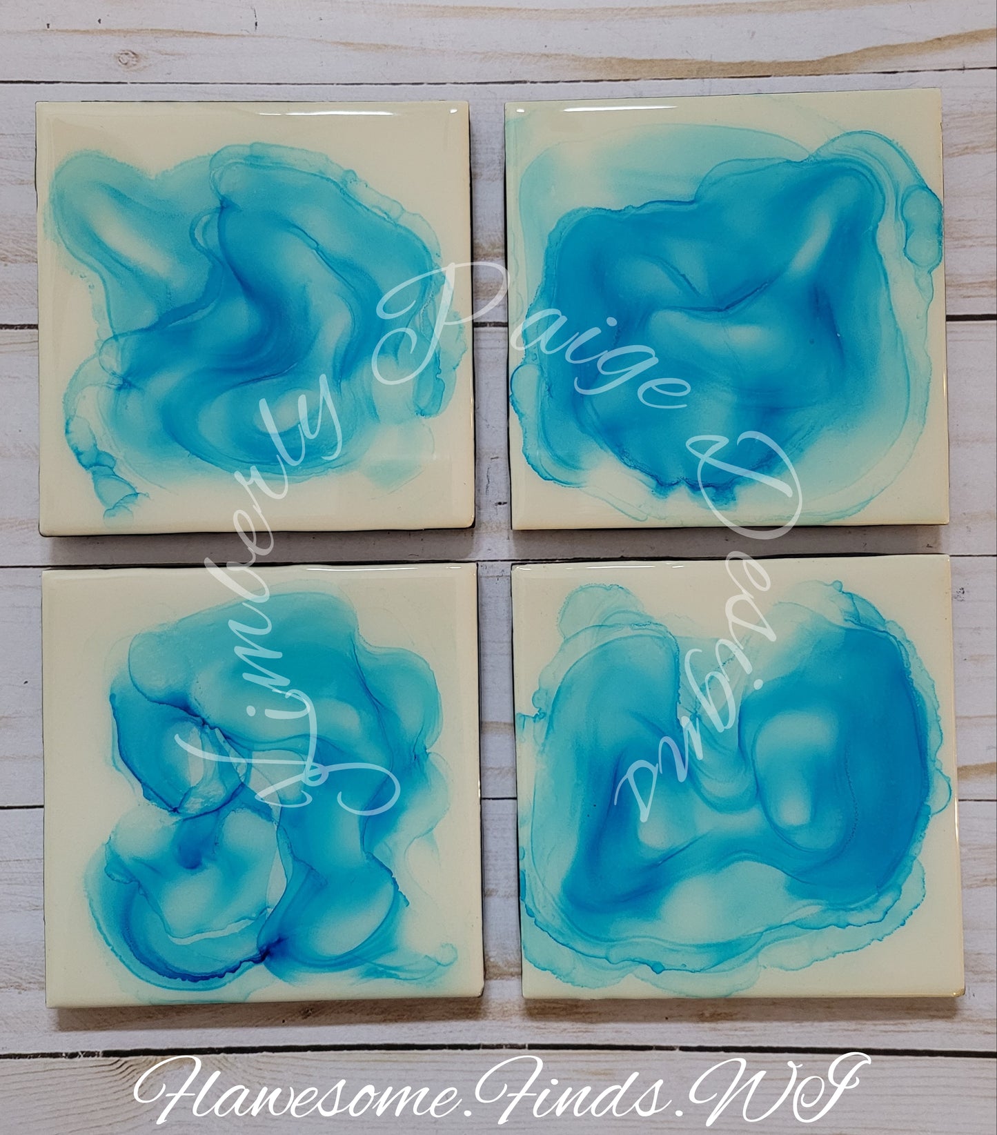 Sky Blue Vibes 4 Piece Coaster Set