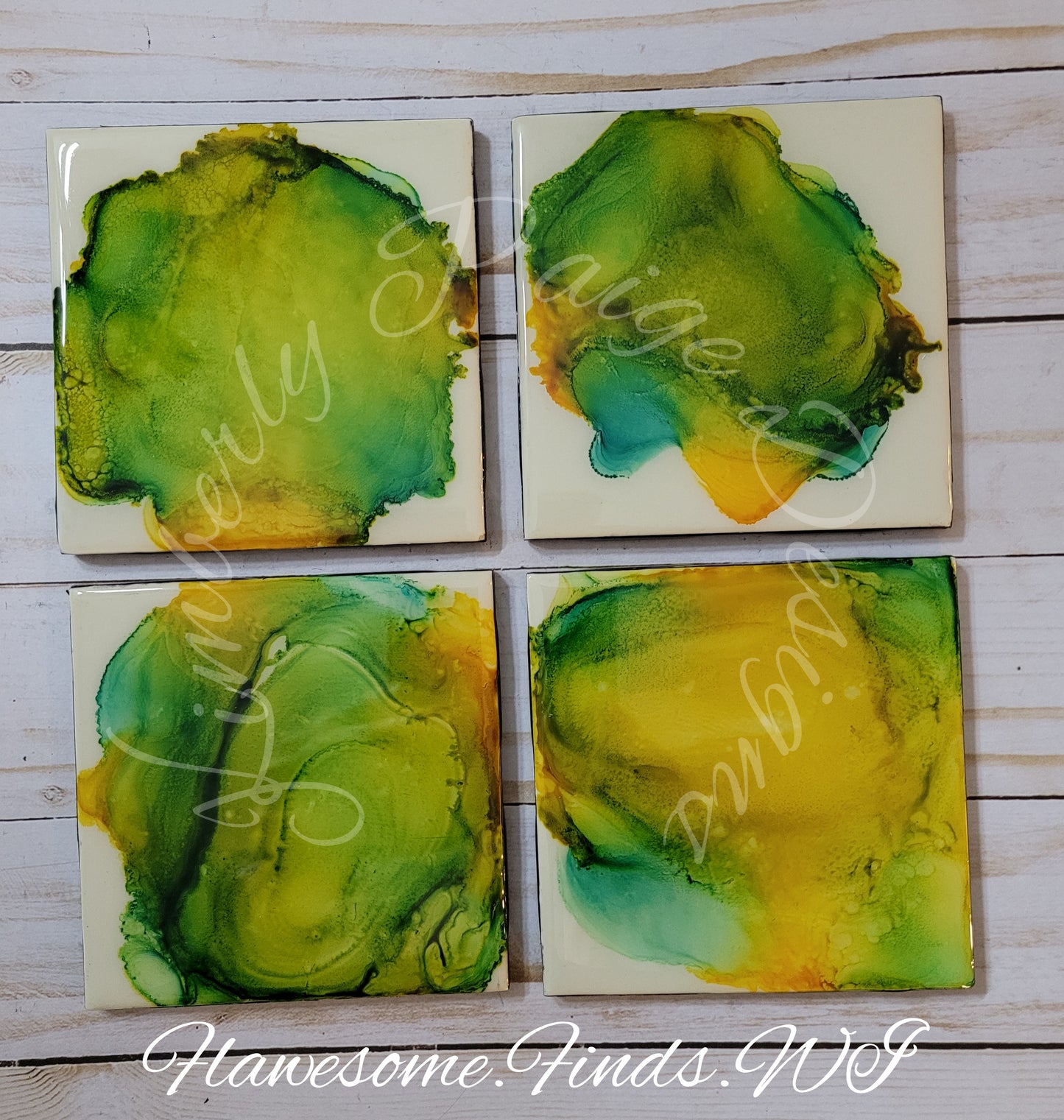 Green 4 Piece Coaster Set