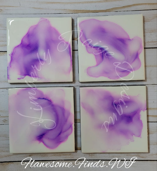 Purple Clouds Set #2 4 Piece Coaster Set