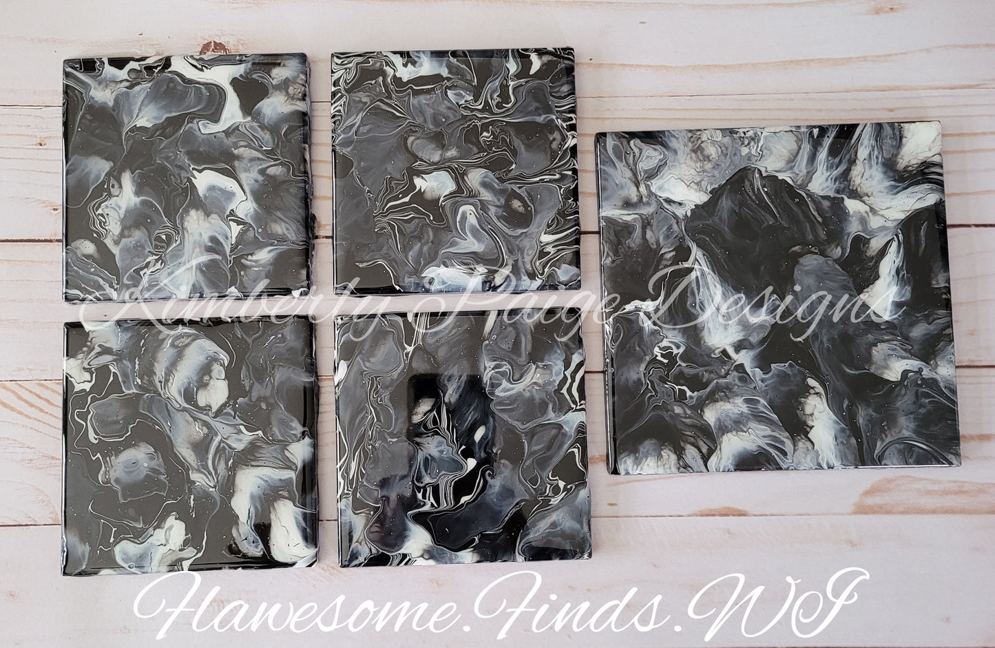 Black & White Paint 4 Piece Coaster Set