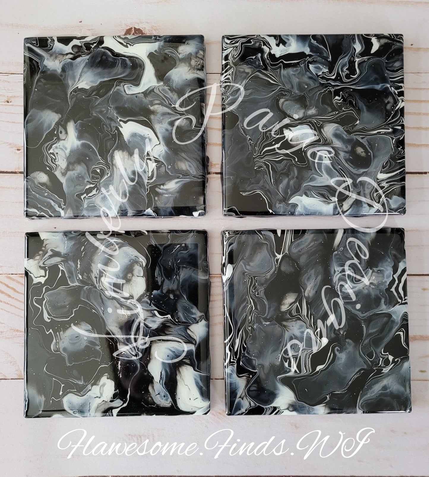 Black & White Paint 4 Piece Coaster Set