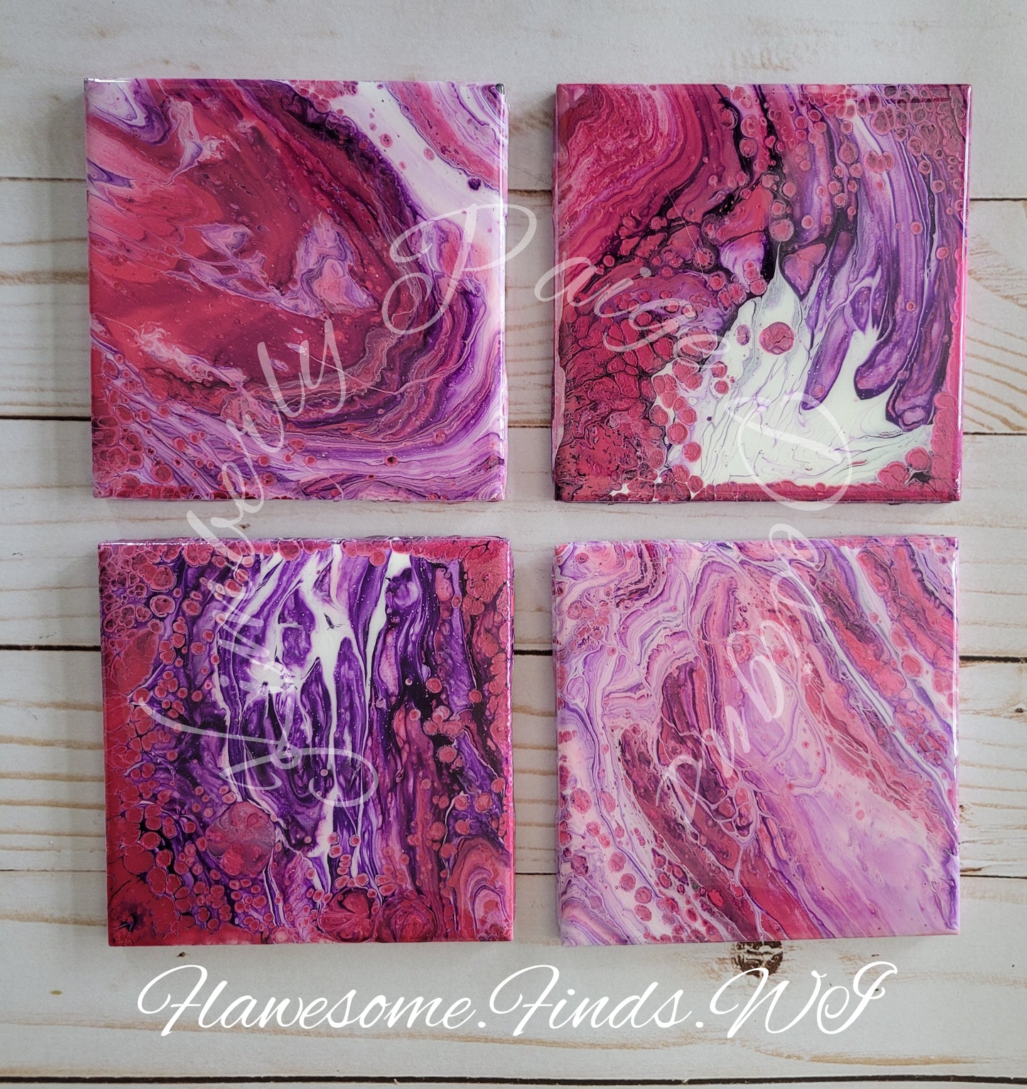 Pink Geode 4 Piece Coaster Set