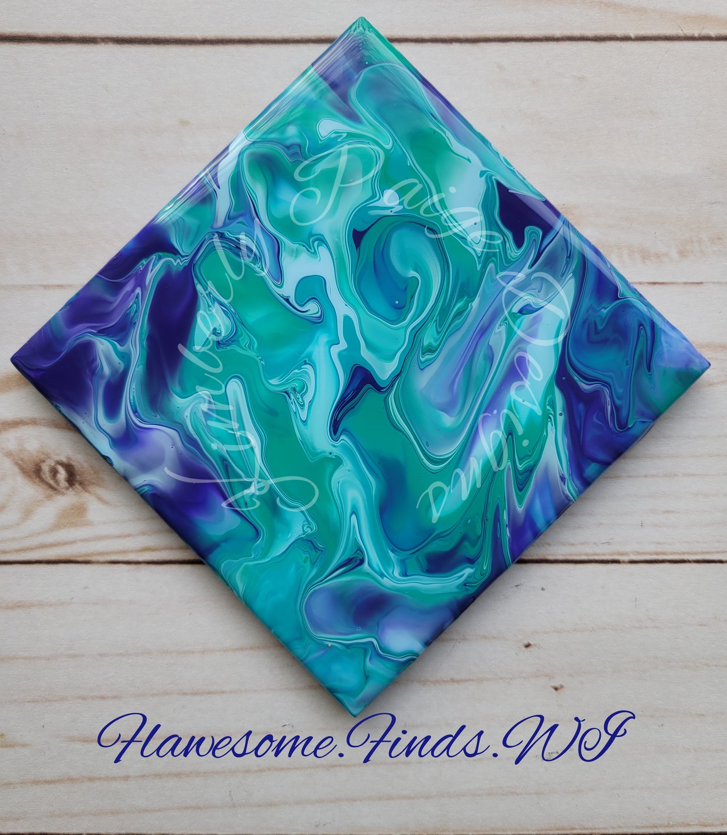 Teal, Blue Violet, Aquamarine (Line Effect) 4 Piece Coaster Set