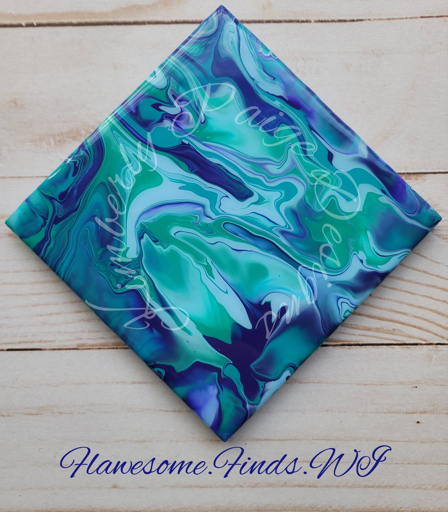 Teal, Blue Violet, Aquamarine (Line Effect) 4 Piece Coaster Set