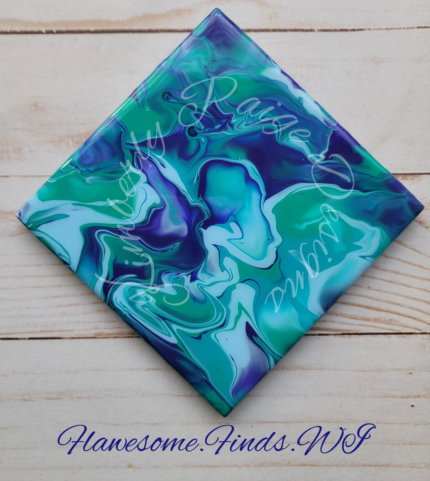 Teal, Blue Violet, Aquamarine (Line Effect) 4 Piece Coaster Set