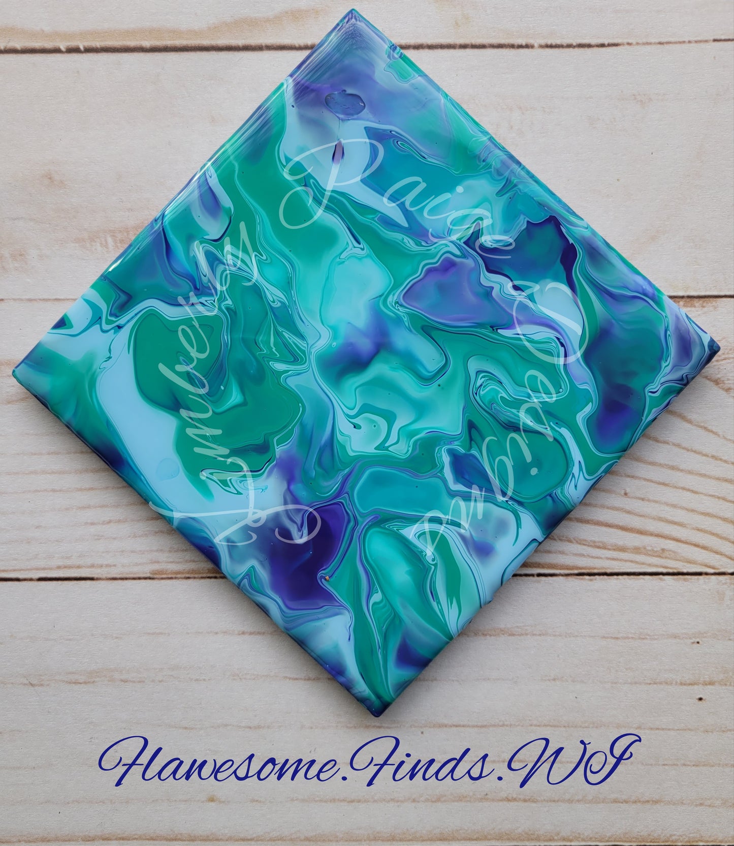 Teal, Blue Violet, Aquamarine (Line Effect) 4 Piece Coaster Set