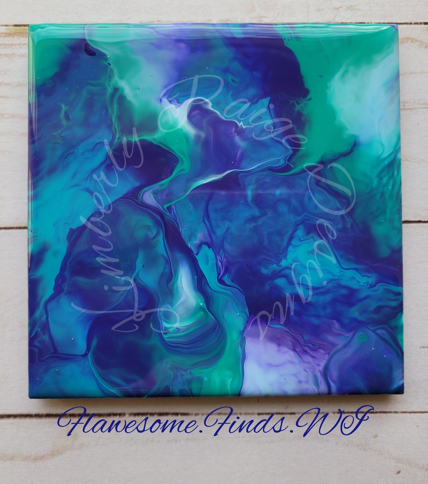 Teal, Blue Violet, Aquamarine (Smoke Effect) 4 Piece Coaster Set