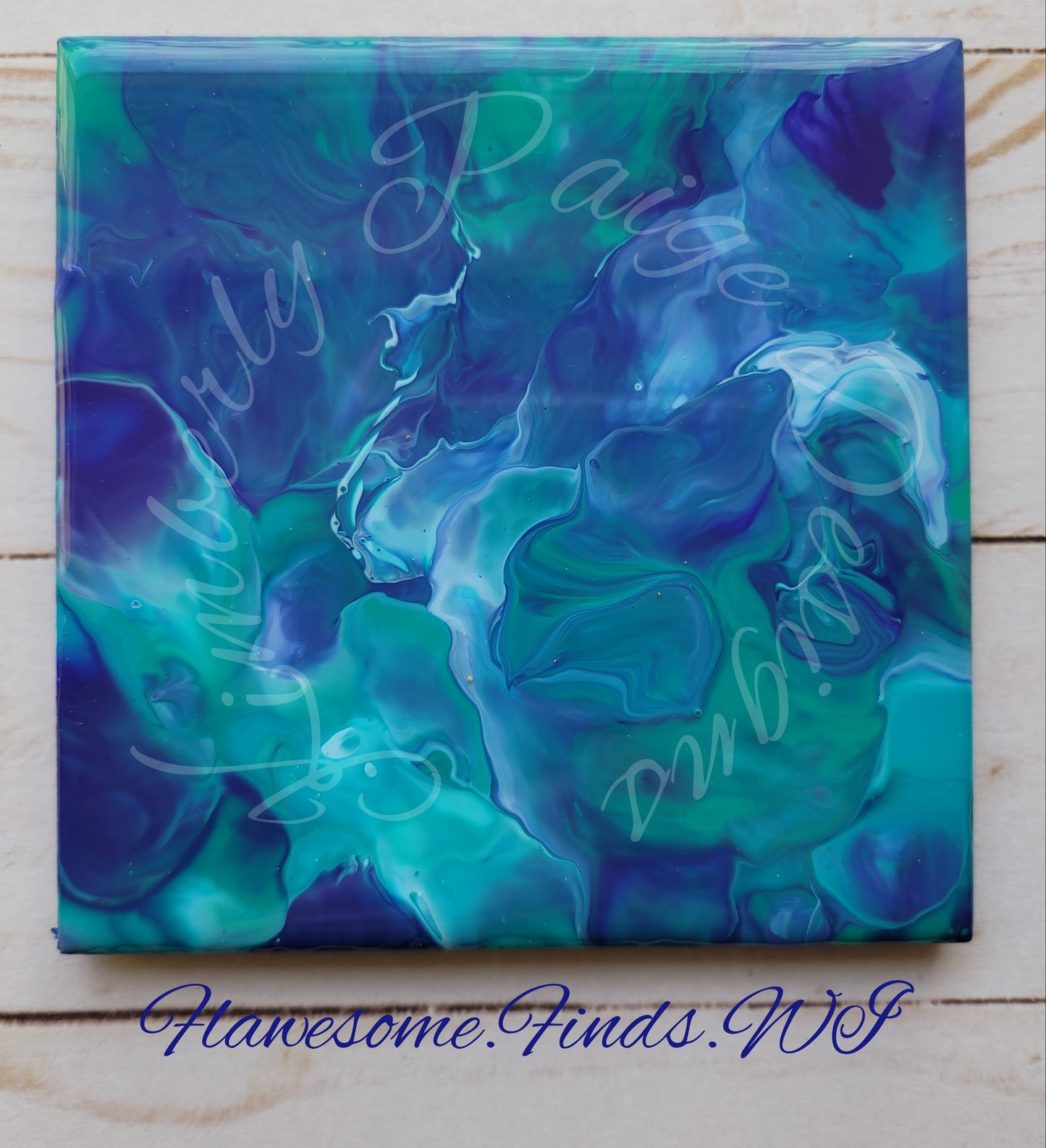 Teal, Blue Violet, Aquamarine (Smoke Effect) 4 Piece Coaster Set