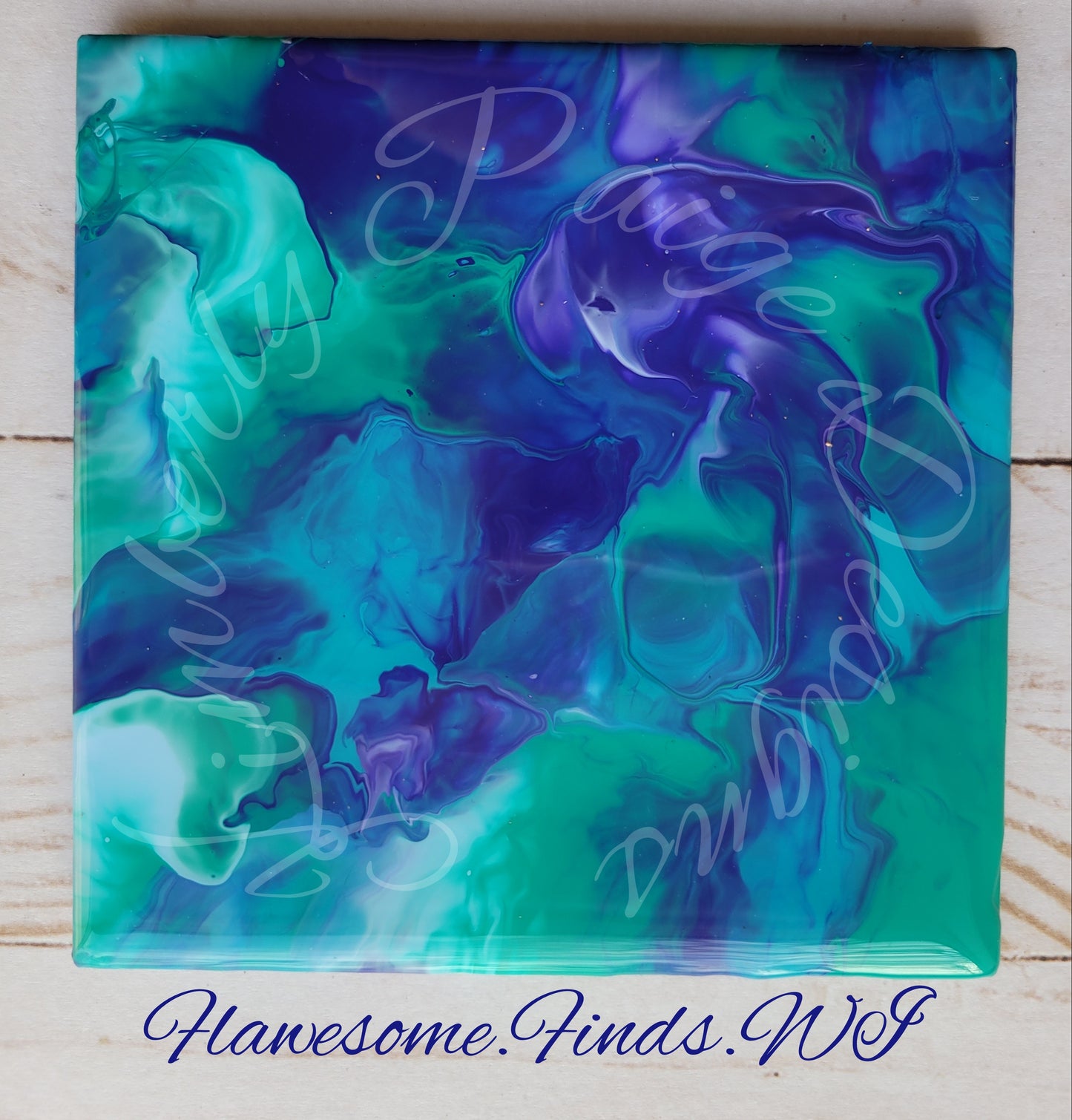 Teal, Blue Violet, Aquamarine (Smoke Effect) 4 Piece Coaster Set