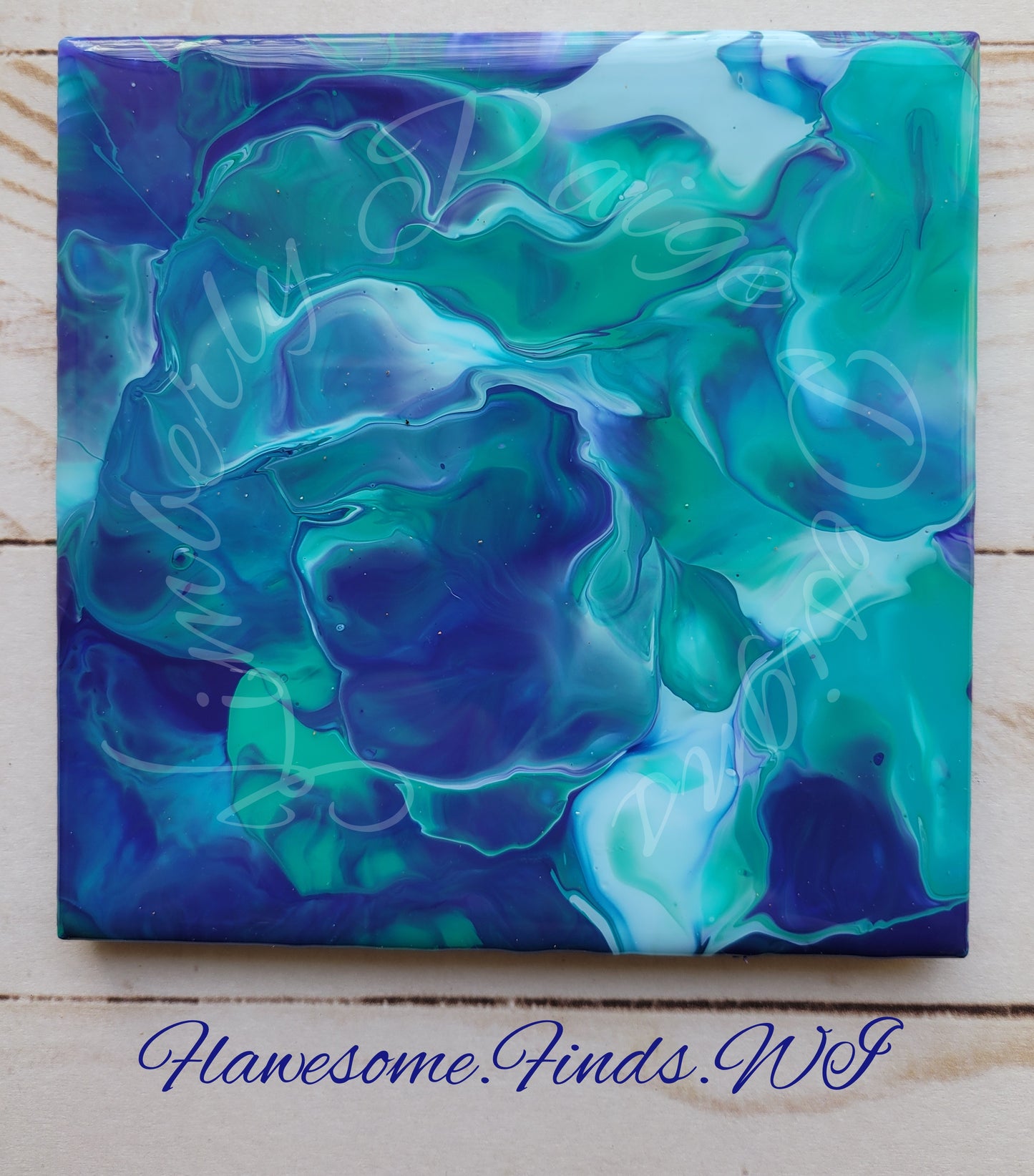 Teal, Blue Violet, Aquamarine (Smoke Effect) 4 Piece Coaster Set