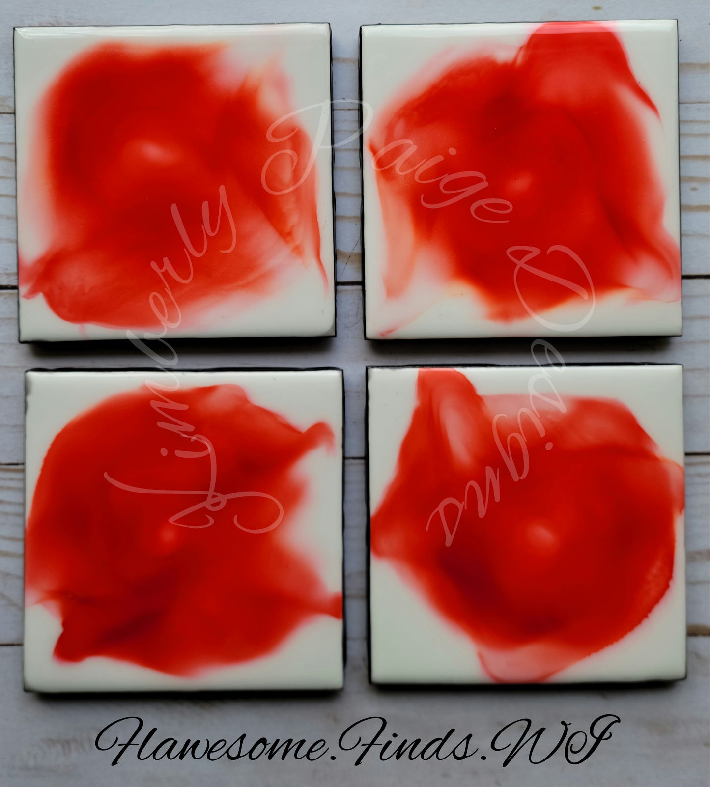 Rosey Red 4 Piece Coaster Set