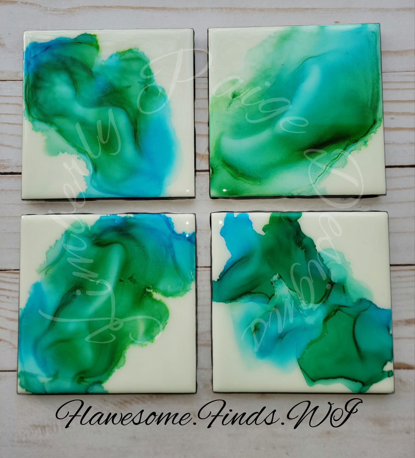 Green/Blue 4 Piece Coaster Set