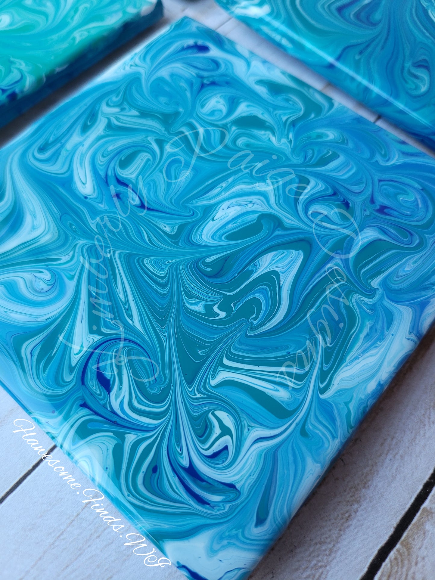 Ocean Blue Swirls 4-Piece Coaster Set