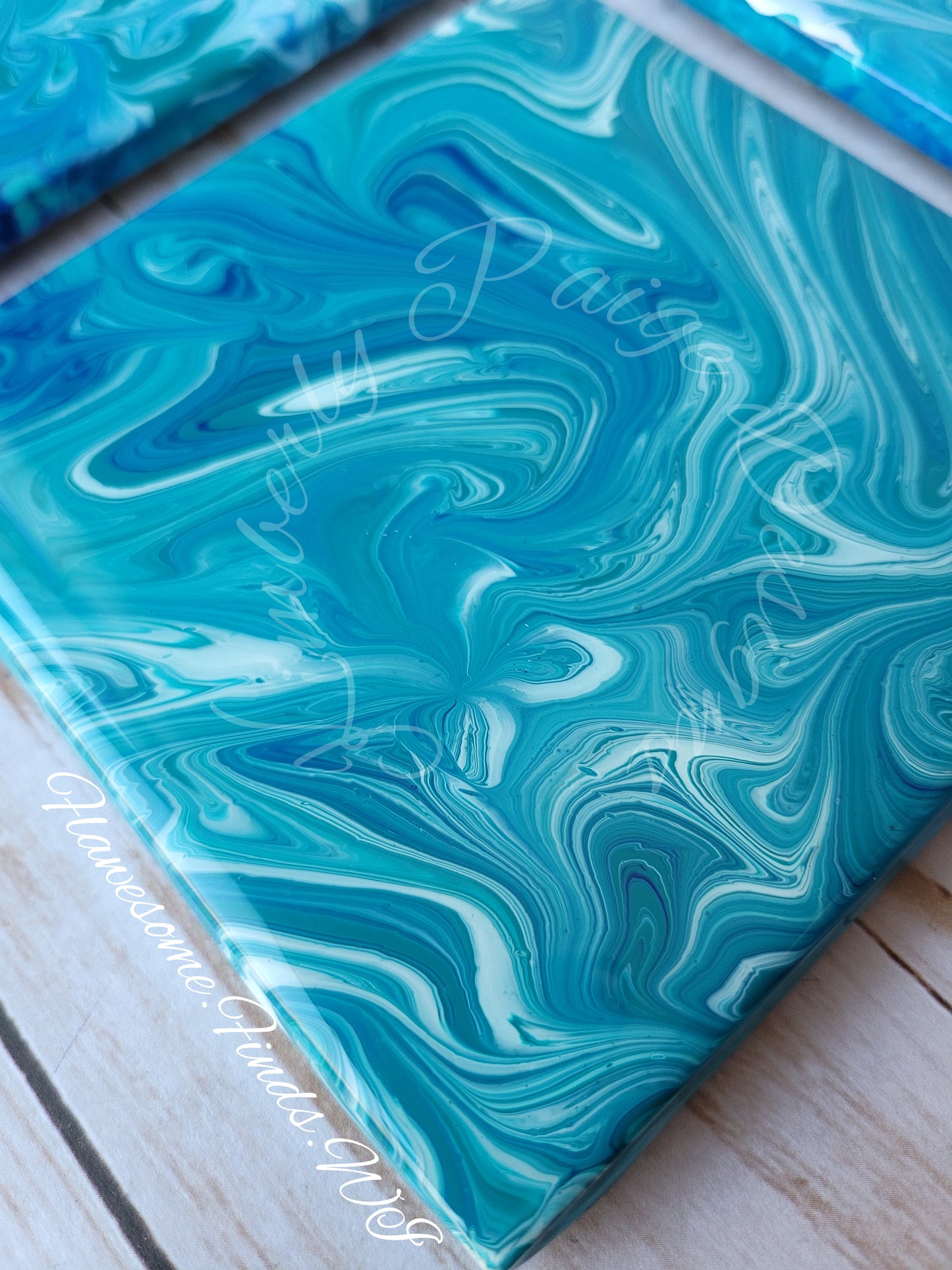 Ocean Blue Swirls 4-Piece Coaster Set