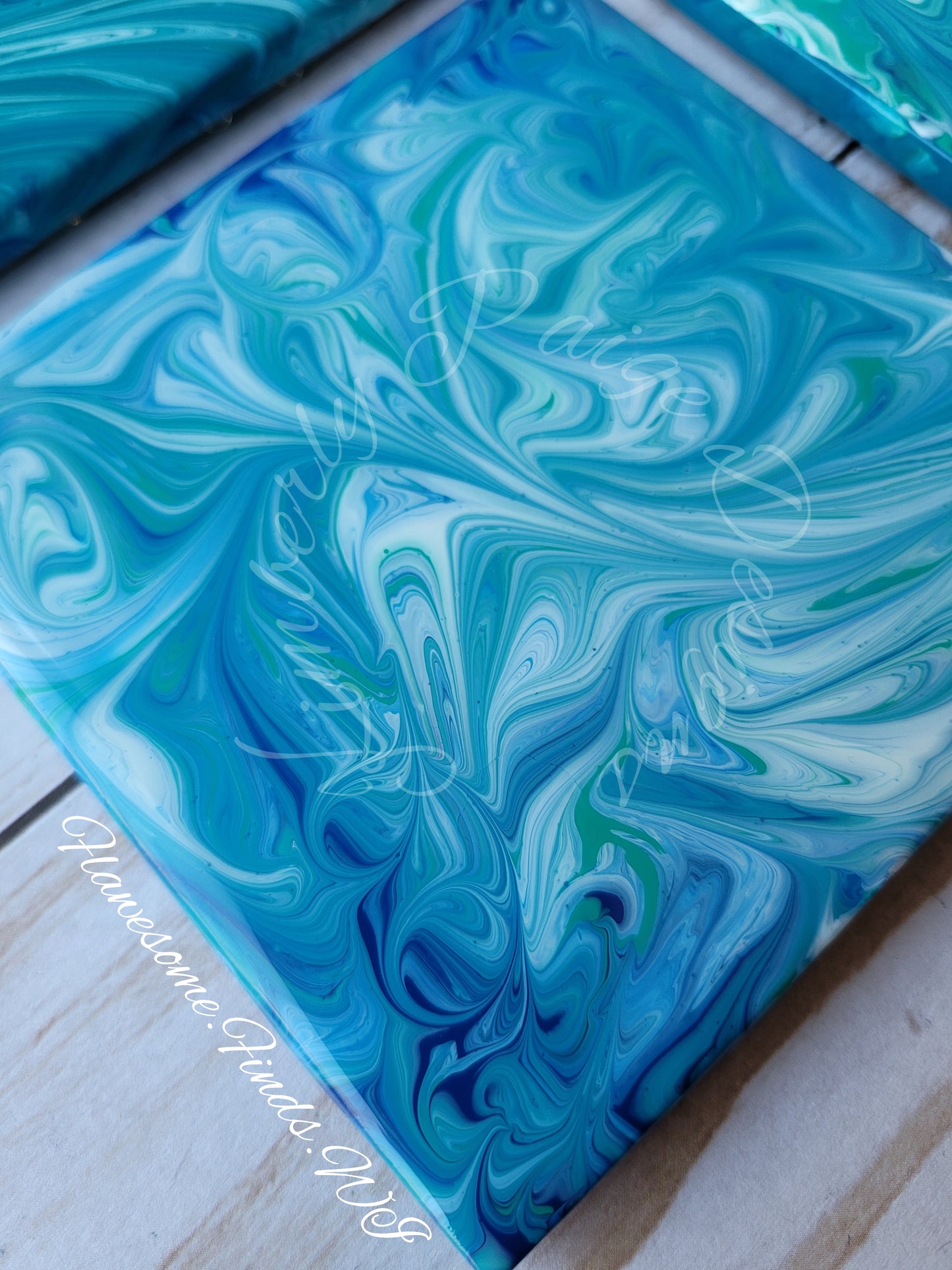 Ocean Blue Swirls 4-Piece Coaster Set